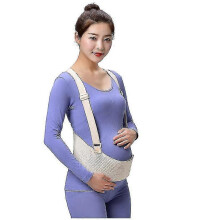 (L, Beige) Pregnancy Support Maternity Belt With Shoulder Strap