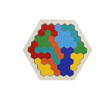 (As show, One size) Wooden Hexagon Puzzle Logic Iq Game For Children
