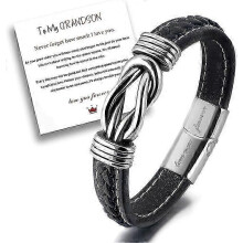 (To My Husband, One size) Love You Forever Connected Braided Leather Bracelet, To My Son/grandson/husband Bracelet, Leather Knot Bracelet Jewellery Gift