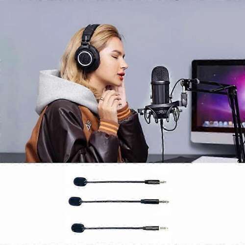 (2 section plug, One size) 3.5mm Microphone Replacement Flexible Detachable For Gaming Headsets Precise 1