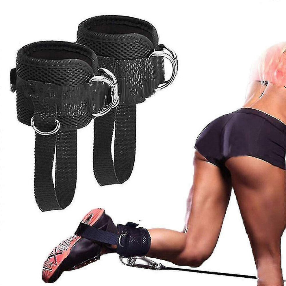 Photos - Other Trainers Kikidex  2pcs Adjustable Ankle Straps For Cable Machine Gym Ankle Strap Double D-ring Ankle Cuff Straps (As show, One size)