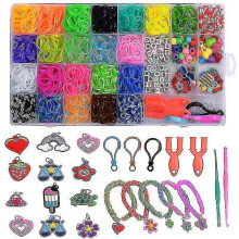(As show, One size) Rubber Bands Refill Kit Bracelet Making Kit With 1500 Colorful Bands In 23 Color