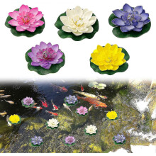 (As show, One size) Water Floating Lotus Flowers 5pcs Artificial Floating Pond Decorations Artificial Foam Water Lily