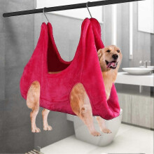 (L, Blue) 2 In 1 Pet Grooming Nail Trimming Hammock Helper Drying Towel Restraint Bag
