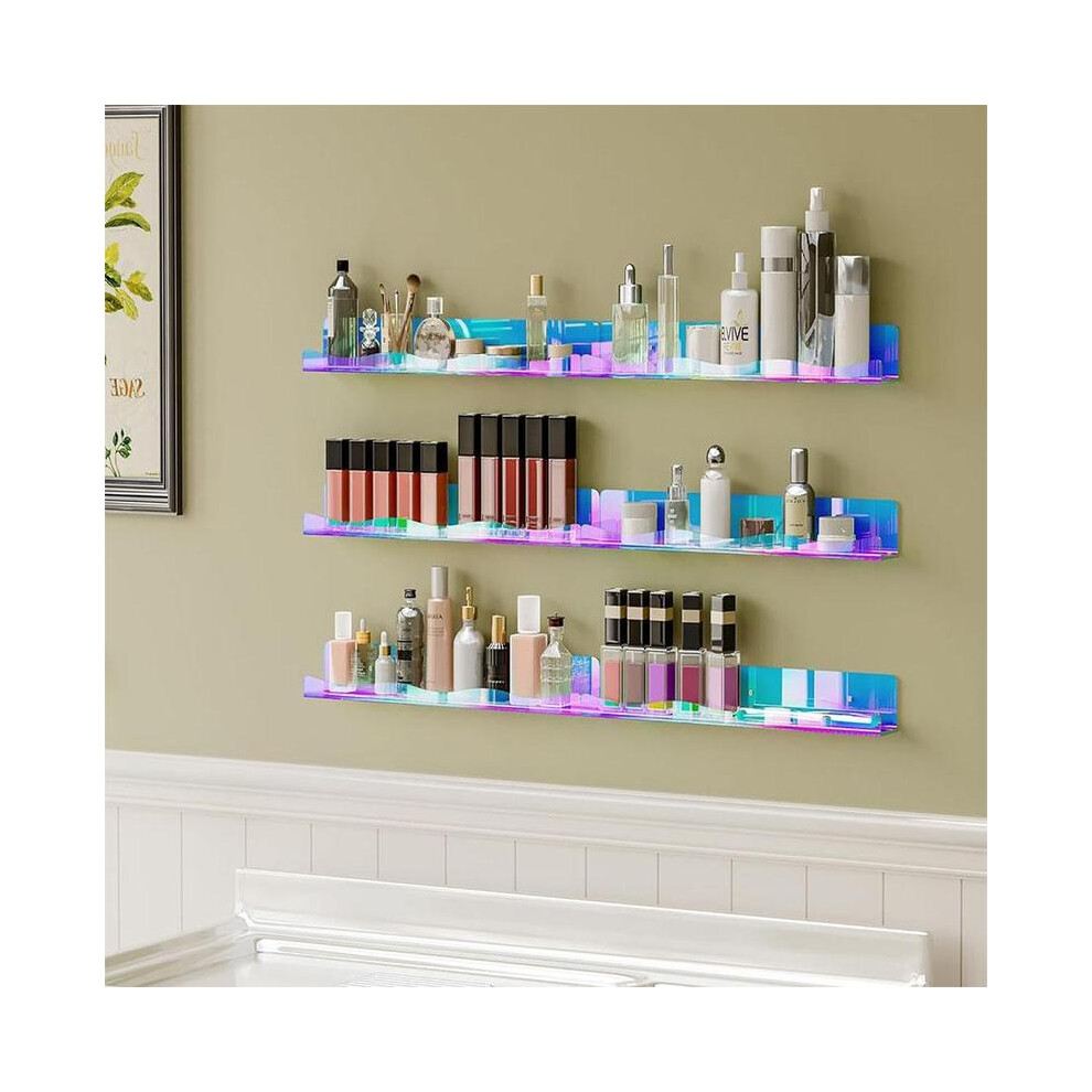 (4 Counts/Set, Orange Wave) Acrylic Wall Mounted Storage Rack,4Counts/Set Colorful Floating Shelf, Nail Polish Display Rack,Home Organizer For Bathroo 4761048924555