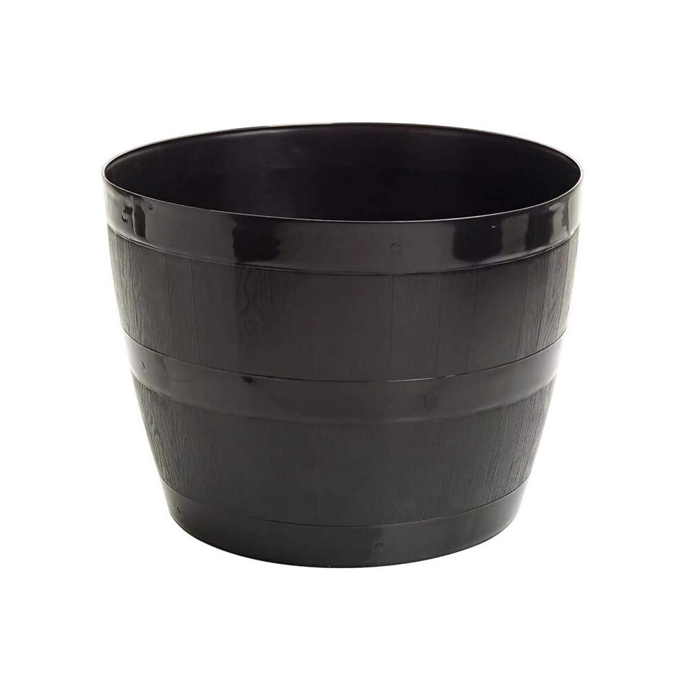 (Default) Straame Plant Pot Tub, Gardening Flower Pots - Indoor Or Outdoor Planter - For Multi-Purpose (Black Barrel Plantar Large- 45 x 33 x 34 cm)