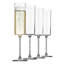 (As show, One size) Glass Champagne 4 Pack 6-ounce Champagne Glasses 4pc Set Premium Square Edge Blown Glass Wine Glass The Best