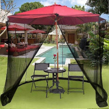(As show, One size) Patio Umbrella Cover Mosquito Net with Zipper Foldable Mesh Enclosure Cover Mosquito Net for Gazebo Insect Screen - Screen Parasol,335cm x 230cm
