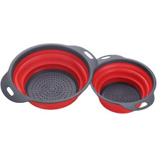 (As show, One size) 2pcs Silicone Strainer Basket Collapsible Fruit Basket Drain Tray Vegetable Basket Heat Resistant Strainer For Washing And Draining