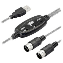 (As show, One size) Usb Midi Cable Adapter, Usb Type A Male To Midi Din 5 Pin In-out Cable Interface With Led Indicator