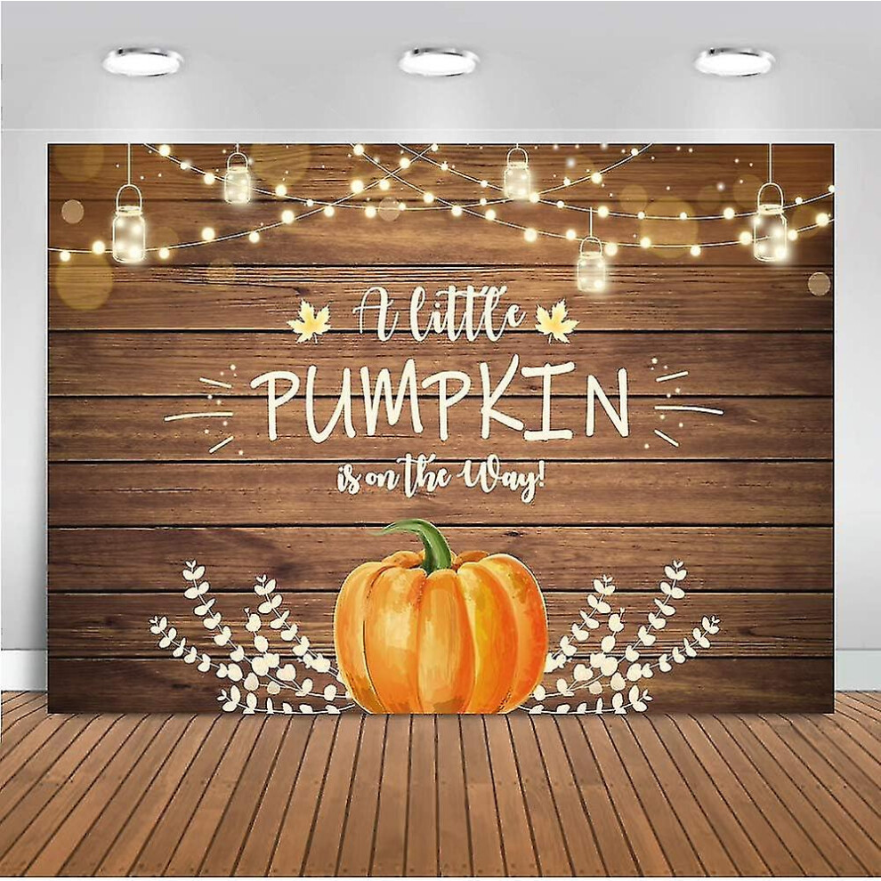 (As Show, One Size) Fall Pumpkin Baby Shower Backdrop 7X5ft Autumn Rustic Wood Fall Baby Shower Party Decorations Photo Booth Backdrops A Little Pumpk 4632131070629