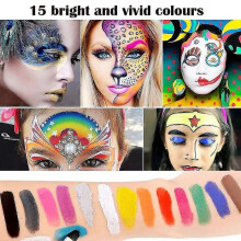 (As show, One size) Rainbow Face Paint Palette Kit For Kids And Adults, Easily Washable