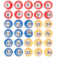 (As show, One size) 30pcs Bingo Balls Numbered Lottery Balls Game Balls Props Plastic Replacement Number Balls