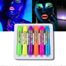 (As show, One size) 6pcs/set Glow In Dark Face Paint Uv Neon Face Paint Crayon Pen Whbyv