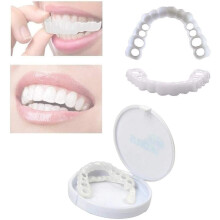 (As show, One size) Upper Lower Teeth Veneers Whitening Perfect Adult Smile Natural Comfort Fit Teeth Cosmetic Denture Instant Fake Tooth Cover