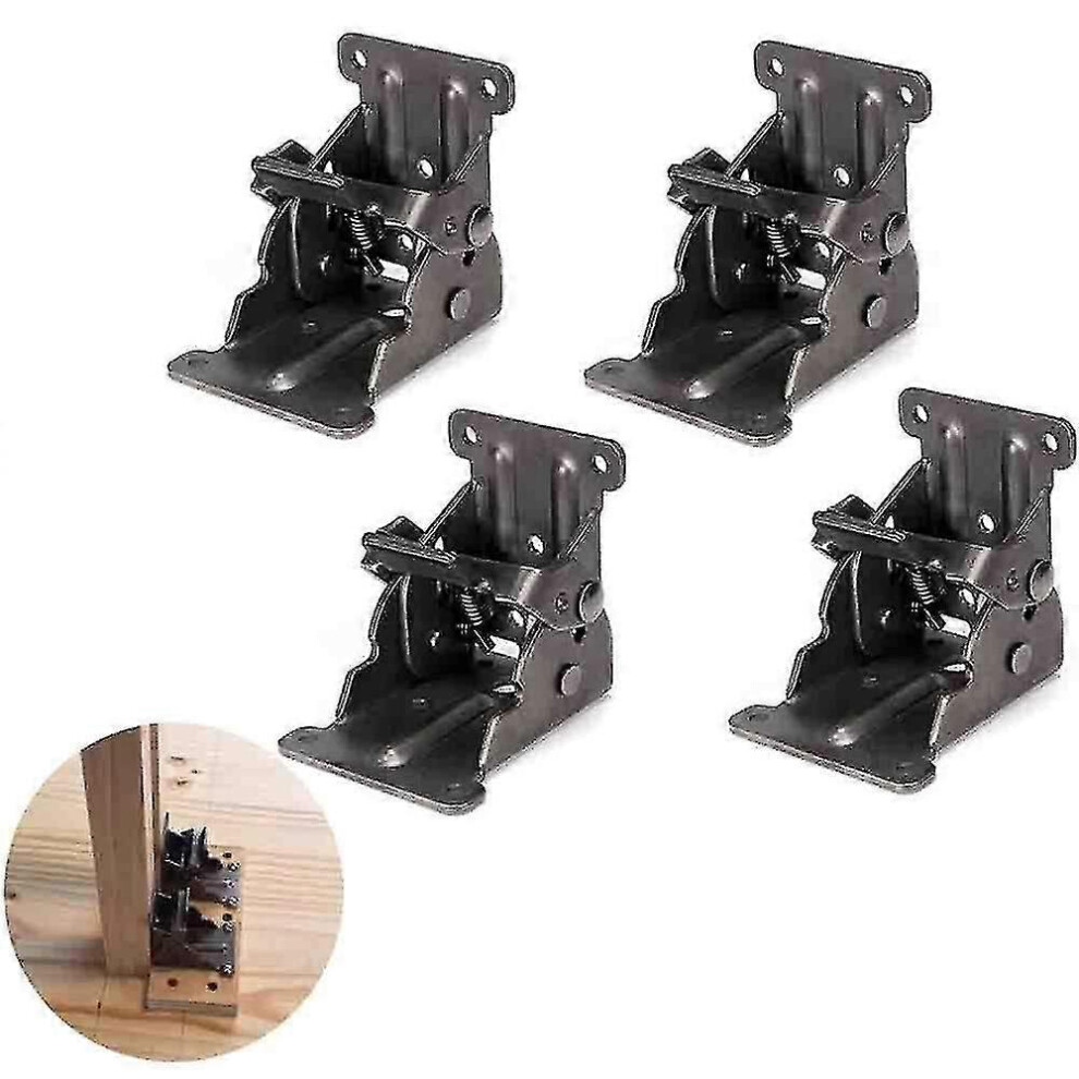 (As Show, One Size) 4Pcs Foldable Bracket 0-90 Degree Self-Locking Foldable Leg Hinge Table Extension Bracket 6902676385211