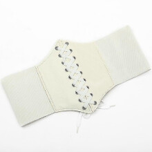 (As show, One size) 2pcs Women Girls Elastic Wide Band Elastic Tied Waspie Corset Waist Belt
