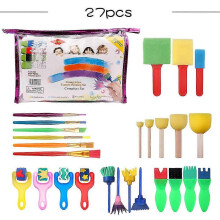 (27PCS, One size) 30pcs Kids Sponge Paint Brushes Kits Sponge Drawing Brushes Kits For Children Early Diy Learning