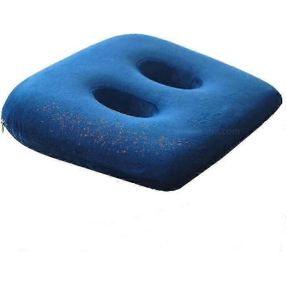 Kikidex Blue (As Show, One Size) Memory Foam Sit Bone Relief Cushion With Two Holes For Butt, Lower Back, Hamstrings, Hips, Ischial Tuberosity Coccyx Cushion For T