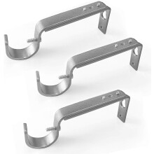 (As show, One size) Curtain Rod Holders Silver Heavy Duty Adjustable Rod Brackets For 7/8 Or 1 Inch Rods, Set Of 3 (silver)