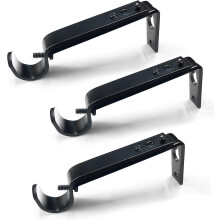 (As show, One size) Rod Holders Heavy Duty Adjustable Rod Brackets For 7/8 Or 1 Inch Rods, Set Of 3 (black)
