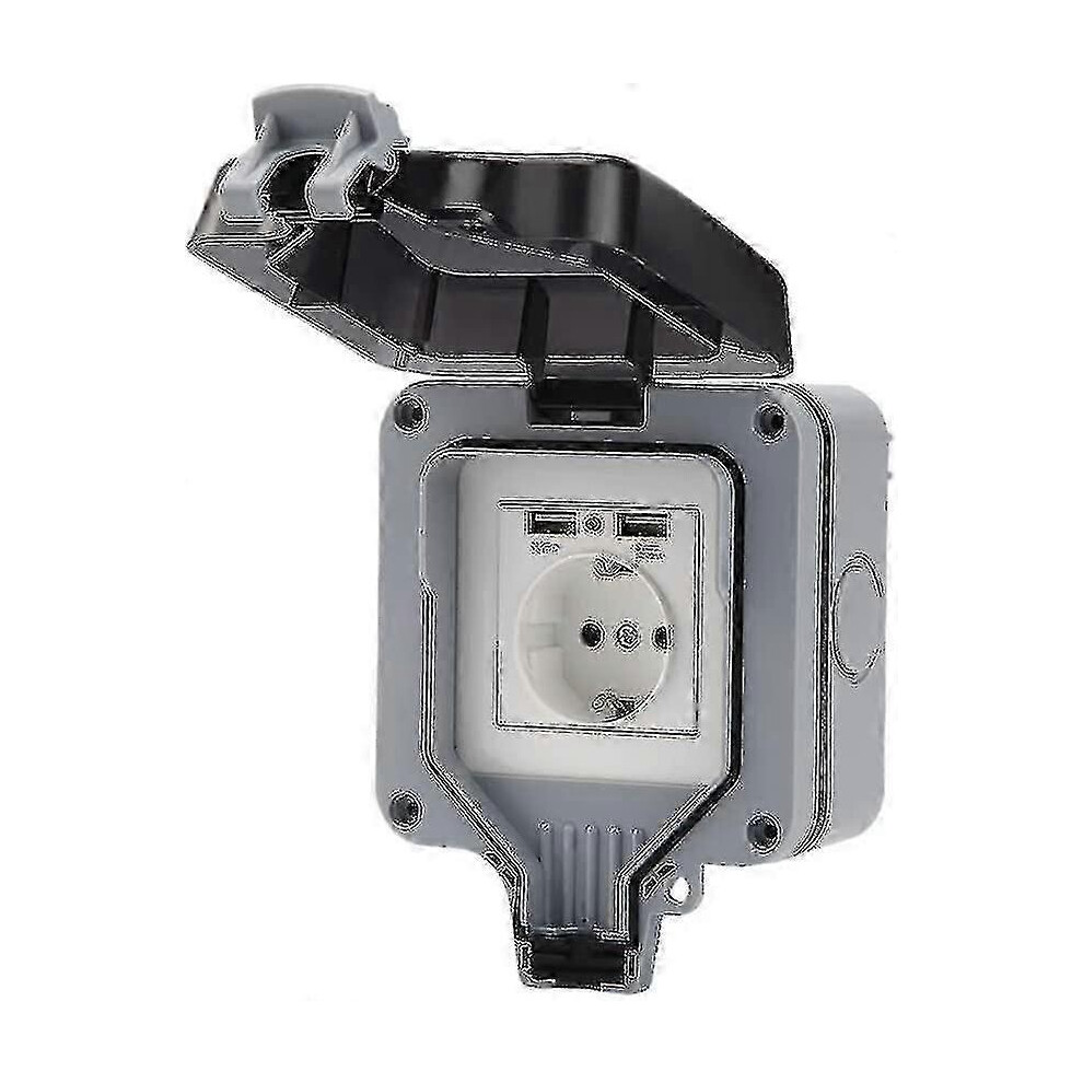 (As Show, One Size) Outdoor Weatherproof Usb Outlet Wall Socket - Garden Ip66 Socket 4631898255454