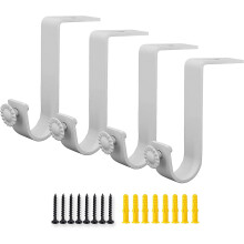 (As show, One size) 4 Pack Ceiling Curtain Rod Bracket Single Curtain Rod Holders For 1 Inch Drapery Rod Heavy Duty Curtain Rod Brackets For Living Room Bedroom White
