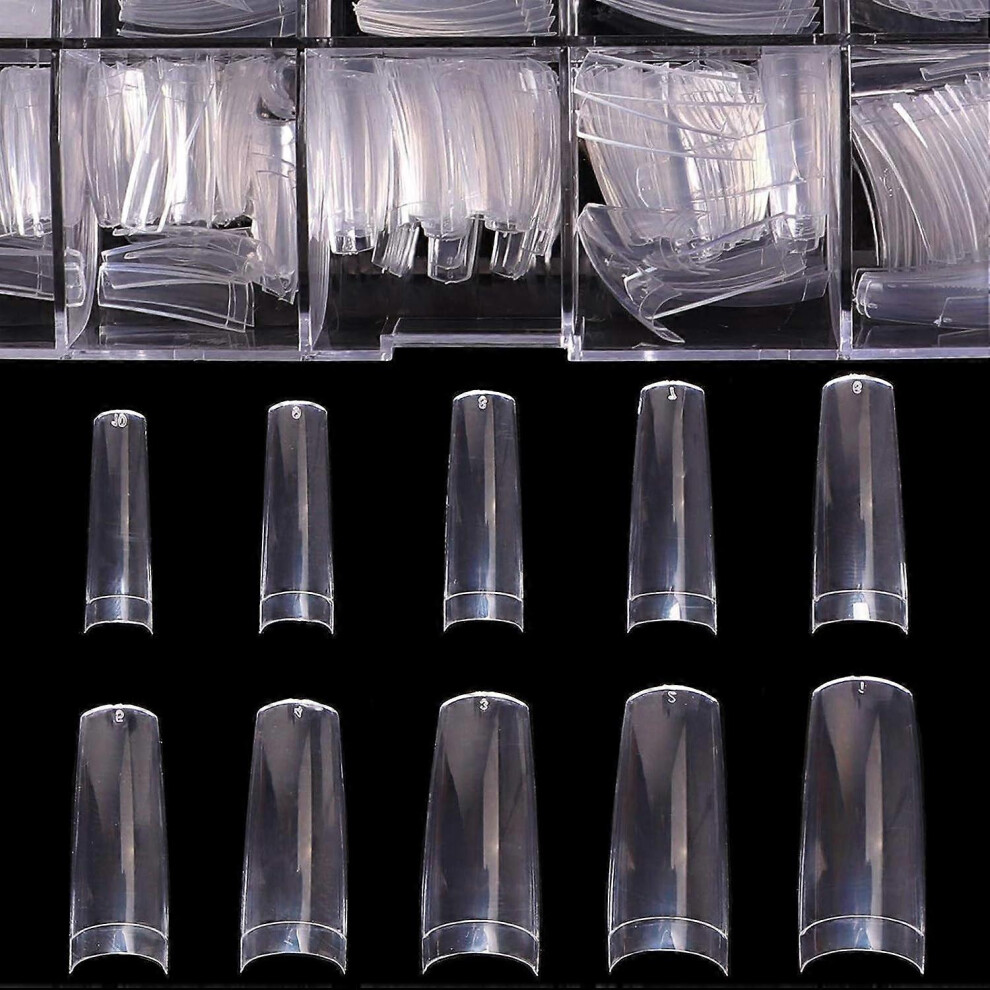 (As show, One size) Transparent Acrylic Nail Tip - Nail Tip 500 Artificial Ballet Shaped False Nails, 10 Sizes