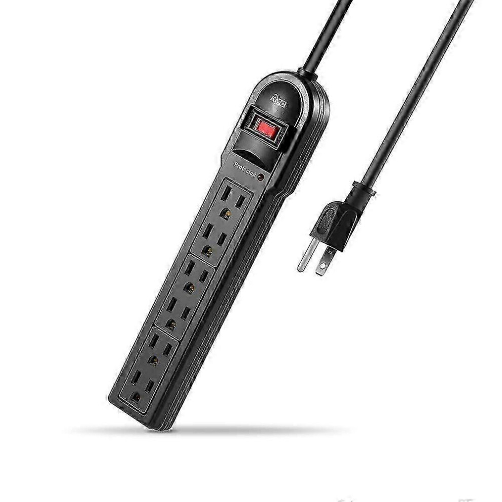 (As Show, One Size) Surge Protector Power Strip - 2-Pack 900 Joules 4Ft Cord Overload Protection Black 4633396577236