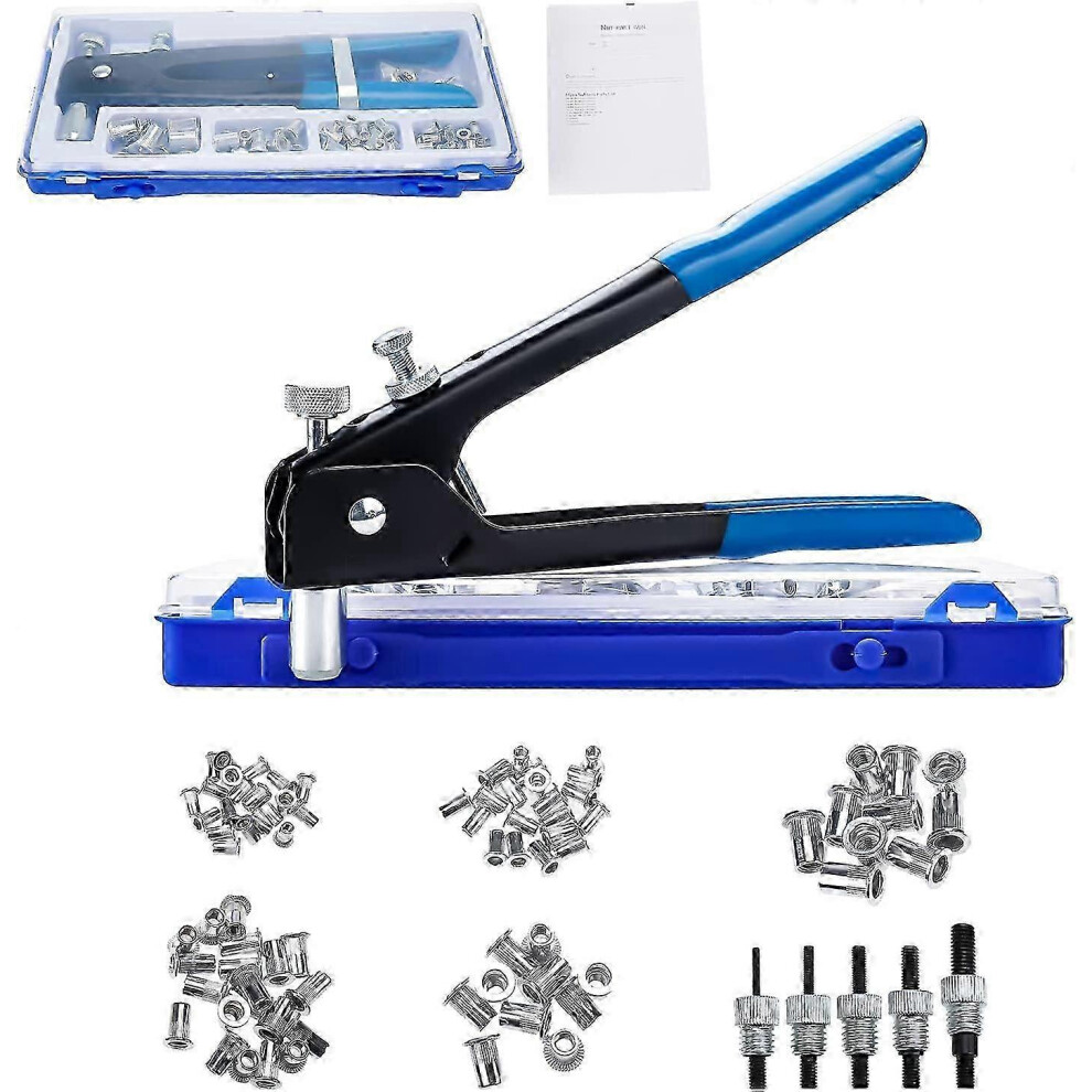 (As Show, One Size) 86Pcs Rivet Gun M3 M4 M5 M6 M8 Threaded Nut Rivet Plier Tool Threaded Insert Riveter Kit 4631898296785