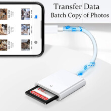 (As show, One size) Apple Lightning To Sd Card Camera Reader Adapter Compatible With Iphone Ipad Camera Trail Game Camera Card Viewer Reader