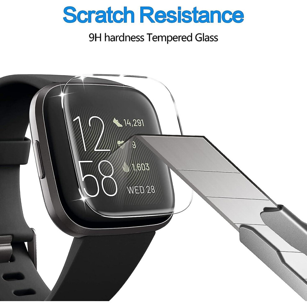 (As Show, One Size) [5 Pack] Compatible Compatible With Fitbit Versa 2 Tempered Glass Screen Protector, Waterproof 9H Hardness Crystal Clear 4631153680458
