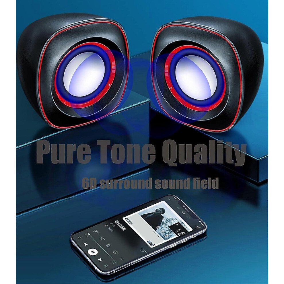 (As show, One size) Computer Speakers, PC Speakers, Computer Speakers for Desktop USB-Powered Mini Computer Speaker with Subwoofer-image-OPC-PHM22KP-NEW