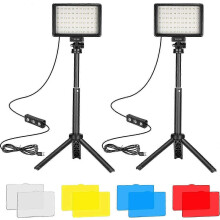 (As show, One size) LED Video Light - 5600K Dimmable with Mini Tripod (2 Pcs)