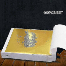 (Silver, One size) 100x 24k Gold Leaf Sheets Art Craft Design Gilding Framing Scrap Premium Golden