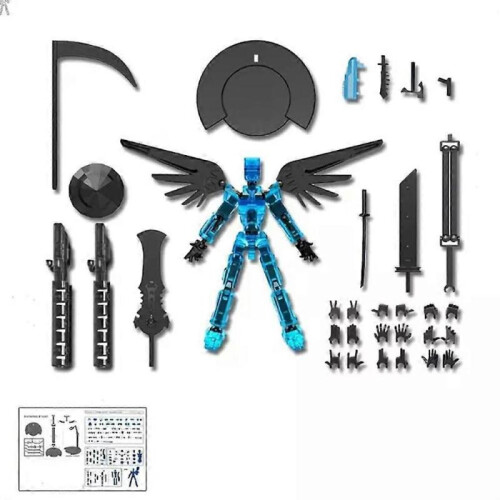(Transparent white) 5th Gen Dummy13 Action Figure,Multi-Jointed Movable Toys DIY Assembled Model