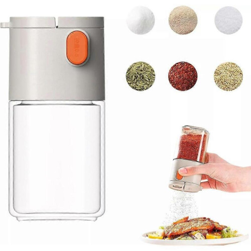 (white) Press Type Salt Control Bottle,Salt and Pepper Shakers,Quantitative Spice Shaker 1