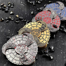 (Black nickel yellow) 7-in-1 Metal Fingertip Gyro, Spinner Metal Dice, Dragon Compass 360 Spinning