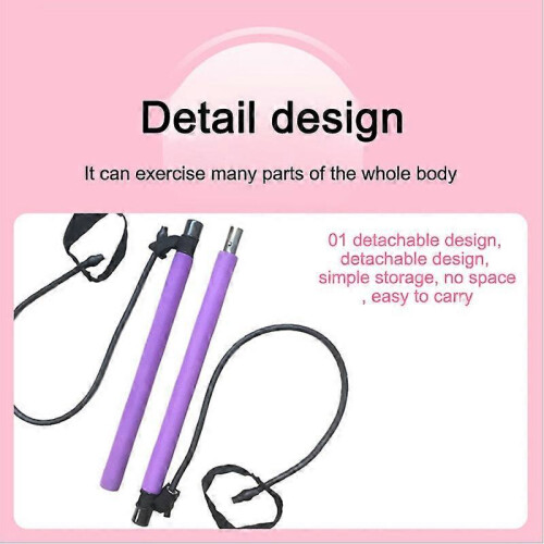 Pilates Bar with Resistance Band - Adjustable Exercise Stick Home Gym New 2