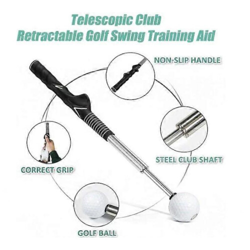 (Black) Gloryboom Golf Telescopic Club,Retractable Golf Swing Training Aid 1