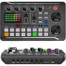 (color05) Live Sound Card with Dj Mixer Effects & Voice Changer, F998 Live Audio Mixer