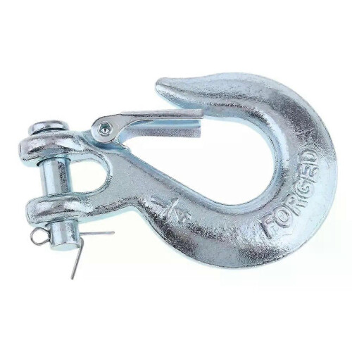 1/4 Silver Winch Hook with Clevis Latch for Trailer ATV Boat Towing