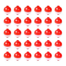 30 stuks visdobbers 125 inch klik-op dobber rood en wit dobbers drukknop ronde boei dobbers vissen