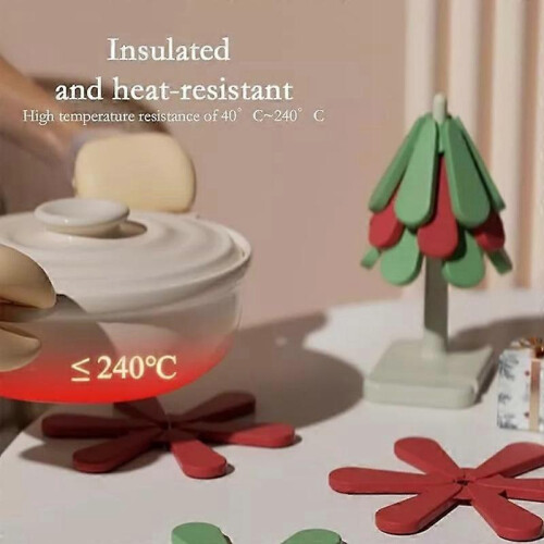 (cup dolly) Christmas Tree Coasters Silicone, Tree Coasters Silicone Trivets for Hot Dishes 2