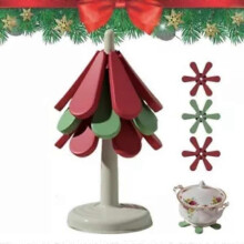 (Square base) Christmas Tree Coasters Silicone, Tree Coasters Silicone Trivets for Hot Dishes
