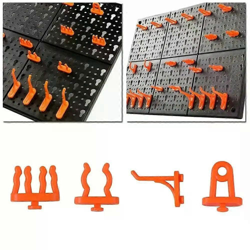 10Pcs Plastic Hanging Board Hole Hook Garage Organizer Wall-Mounted Garage Workshop Storage Rack Box