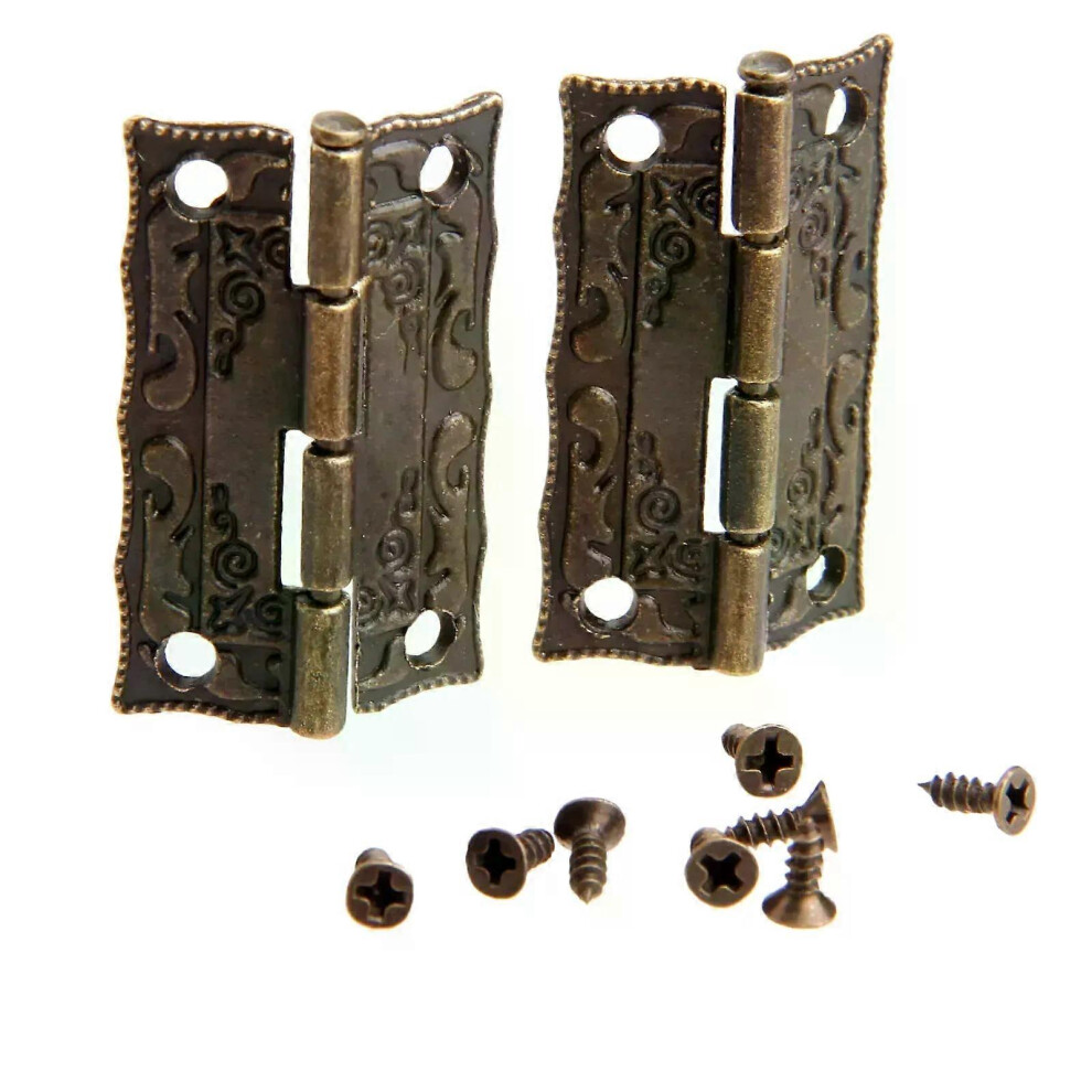 2 stuks scharnieren met schroeven 36*23mm ijzer antiek brons zink ijzer decor vintage houten sieradendoos