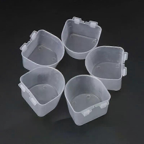 5 PCS / Set Parrot Bird Hamster Flat Bottom Feeding Cup Hanging Drinking Bowl Tools
