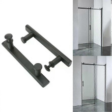 Knobs Door Handle 145mm Black Chrome Flat Part Replacement Stylish 55mm Bolt For Shower Enclosures For
