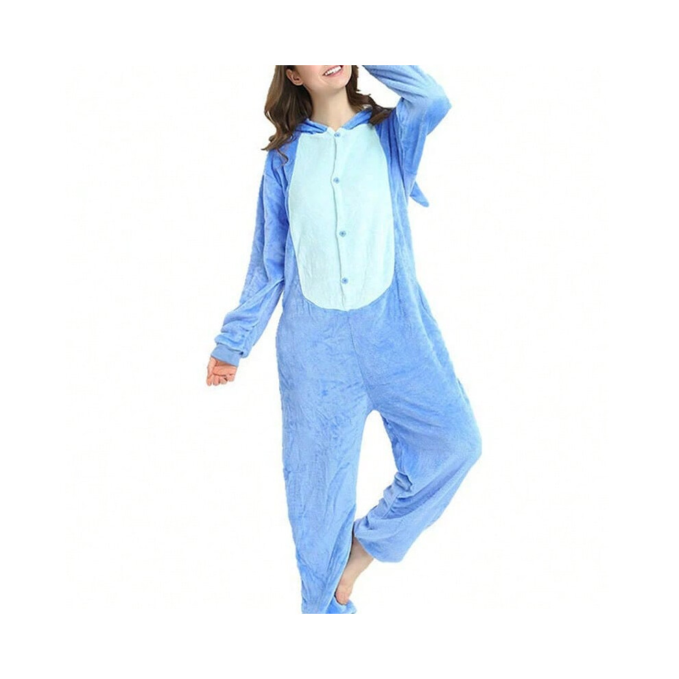 (Blue, Sizeus16) Flannel Cartoon Animal One-Piece Pajamas Men Women Performance Clothing Thickened Warm Parent-Child Children's Kawaii Homewear